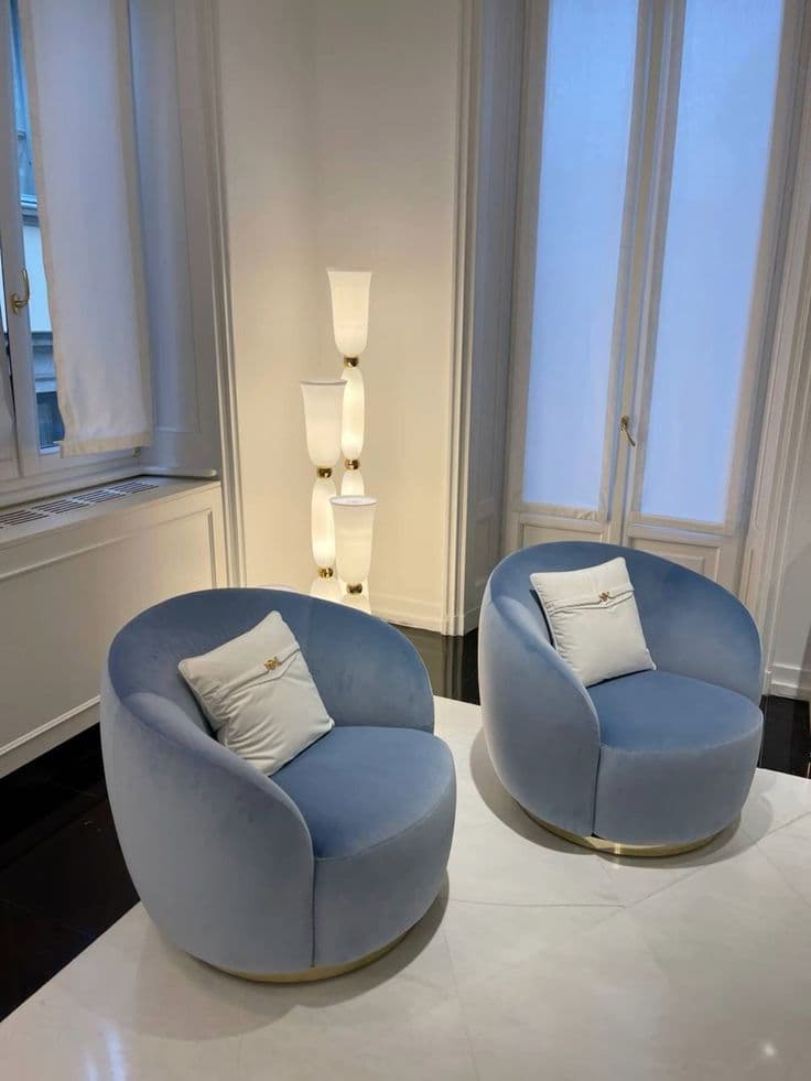 Modern Velvet Curved Accent Armchair