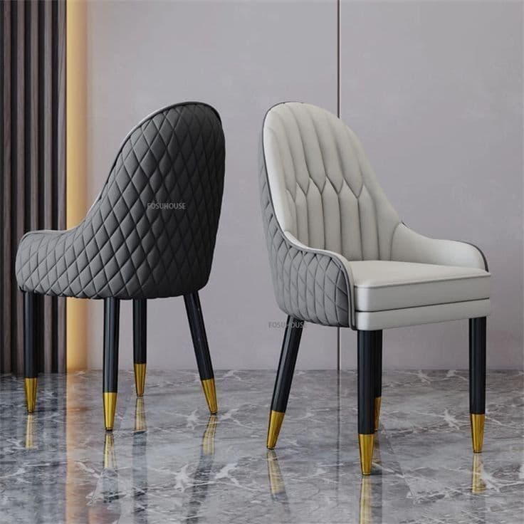 Modern Luxury Leather Dining Chair Pair